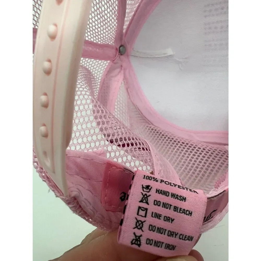 Juicy Couture Kid’s Baseball Cap Pink Velour with Jeweled Logo Trucker Mesh